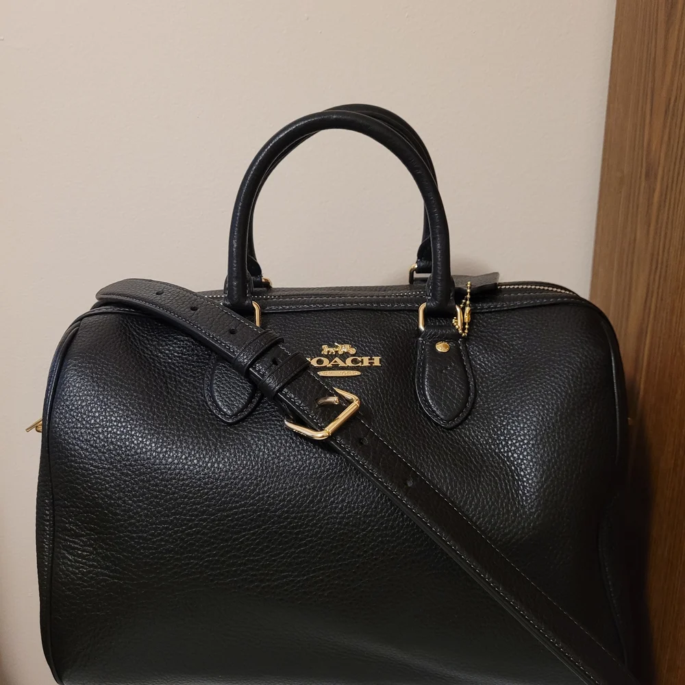 Coach Rowan Large Satchel Bag Black CV960 Black/Gold - Picture 2 of 14